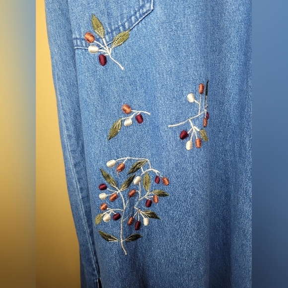 Vintage VTG Jamie Brooke Chambray Floral Dress sz XL - Picture 11 of 11